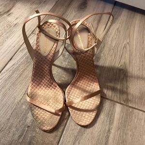 BCBG blush satin strapped heels size 7